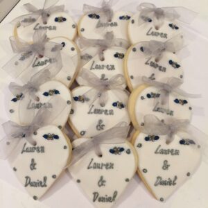 Silver Heart Cookies - Engagment Cookie Favors