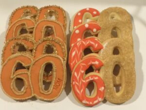 Number 60 Cookies - Sixty Birthday Gift - Cookie Favors