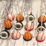 Sports Themed Cake pops - football, basketball and baseball