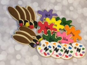 Paint Artist Themed Cookies - Paint Splatter, Artist Brust, Paint Palette Cookies