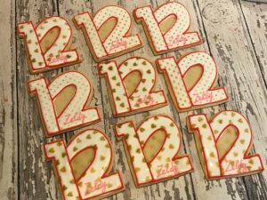 Number 12 - Bas Mitzvah / Bat Mitzvah twelve cookie party favors