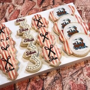 Vintage Train Upsherin Birthday Cookies
