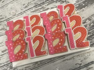 Number 12 - Bas Mitzvah / Bat Mitzvah twelve cookie  Birthday party favors