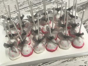 Pink White And Silver Cake pops