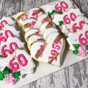 60th Birthday party cookie favors - cookies - sixty - 1 Dozen