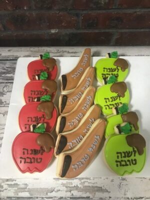 Rosh Hashana Apple & Shofar Cookies - New Year Cookie Favors - Gift