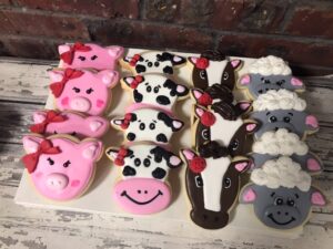 Barn Animal Cookies - Sheep, Pig, Horse, Cow Farm Party Favor cookies