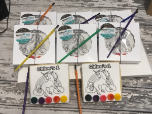 PYO Unicorn Party- Paint your own party favors - Birthday - 12 boxed cookies with a paintbrush