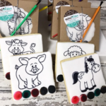 PYO - Barn Farm Animals - Party- Sheep, Cow, Horse, Pig - Paint your own party favors - Birthday - 12 boxed cookies with a paintbrush