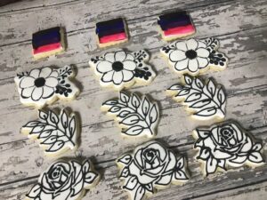 Mother's Day Flower PYO Cookies - Mothers Day - Paint Cookies - roses, flower and leave paint cookie set - 12 Cookies (3 paintbrushes)