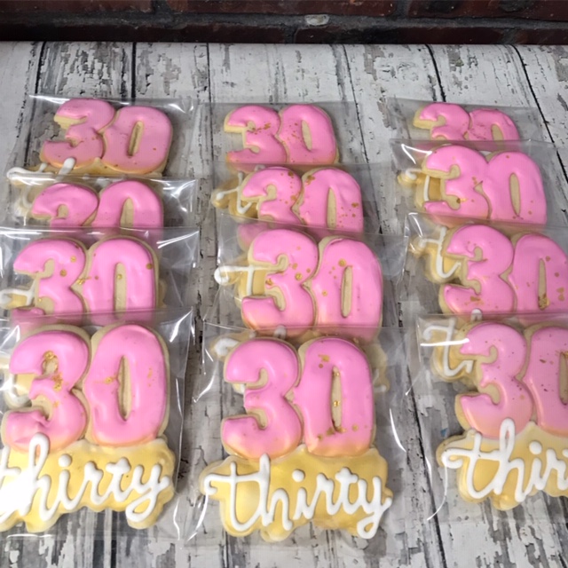 Birthday number 30 - 30th Birthday cookies - 1 Dozen