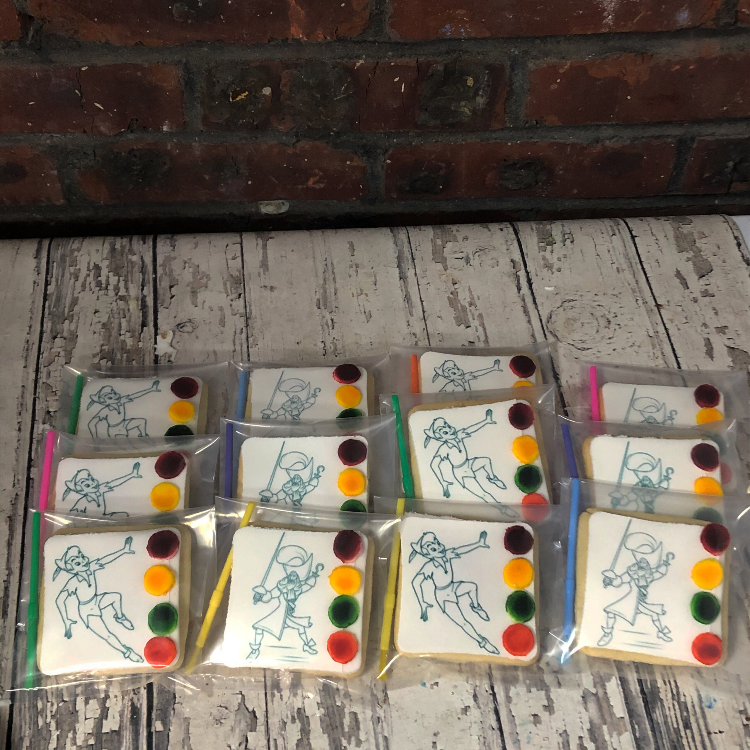Captain Hook and Peter Pan PYO themed Cookies - 1 Dozen - Great party favor or activity