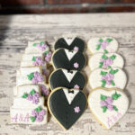 Wedding engagement cookies - cake, tuxedo, heart cookie favors