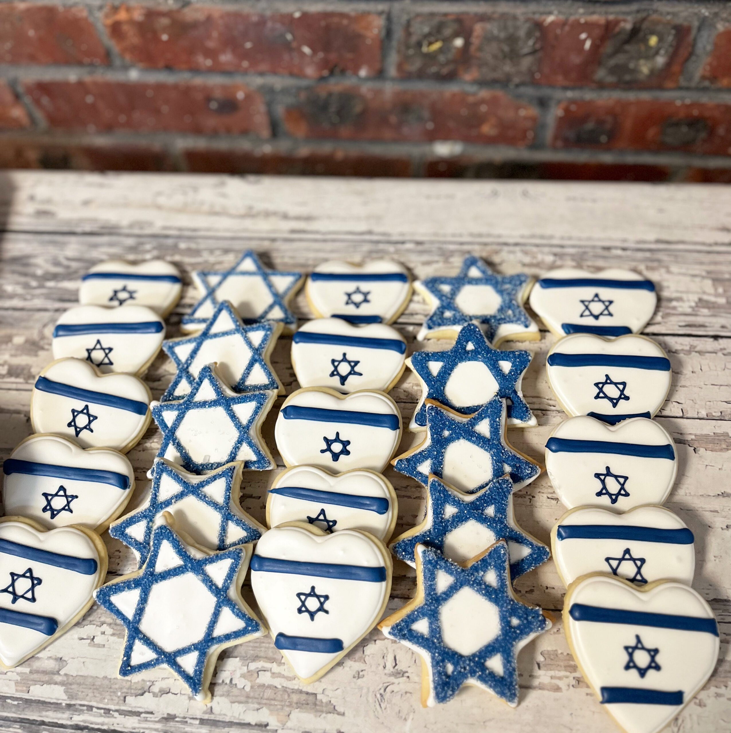 Israel Cookies - Heart Israel - Magen Dovid Star Cookies- 1 Dozen