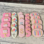 Fun girl Birthday Cookies - candles, cake birthday favors